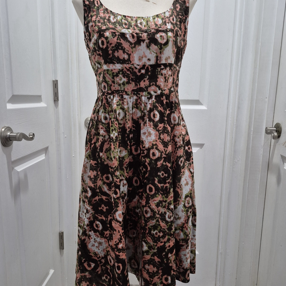 Calvin Klein Multi Color Floral Dress Side Zipper Pockets Fully Lined Size 8